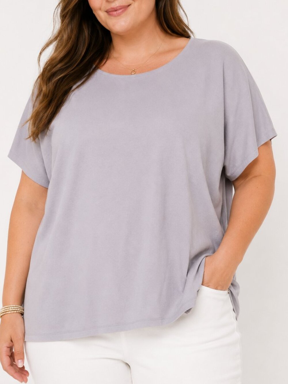 J Jill Pure Jill Sandwashed Pique Tee 3X Taupe Relaxed Top